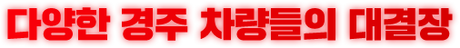 다양한 경주 차량들의 대결장